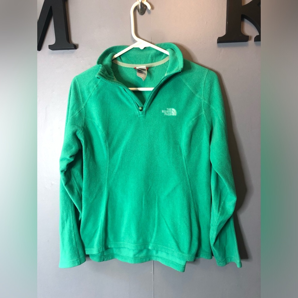The North‎ Face Kelly Green Quarter-Zip Fleece Pullover size small